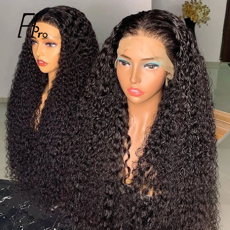 Super Grade Full Lace Wig Deep Curly Natural Color Free Part Human Hair